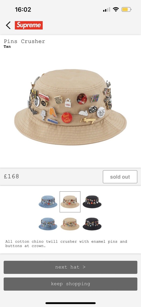 Supreme Pins Crusher - M/L - Tan - SOLD OUT - Brand New - FW23 | eBay