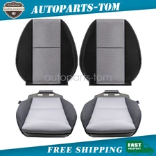 Driver & Passenger Bottom & Top Seat Cover 2007-2014 Fits GMC Sierra Gray/Black