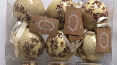 Süßer Cherubic Amor & Schleife mit Schleife verziert 6 x Weihnachtskugeln - Neu