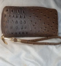 Brown Color Wristlet Wallet Zip-Around Womens Billfold Card Holder