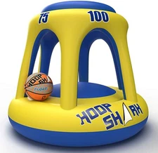 Hoop Shark Swimming Pool Basketball Hoop Set Inflatable Hoop Ball Included NEW