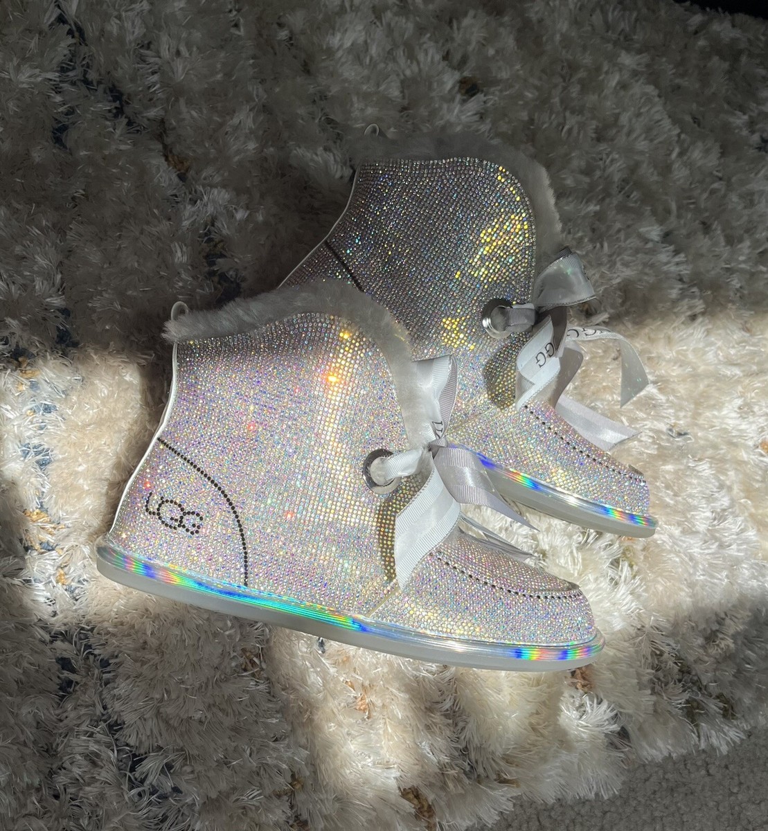 Rhinestone Uggs Size Cheetah Sole Furry Insole