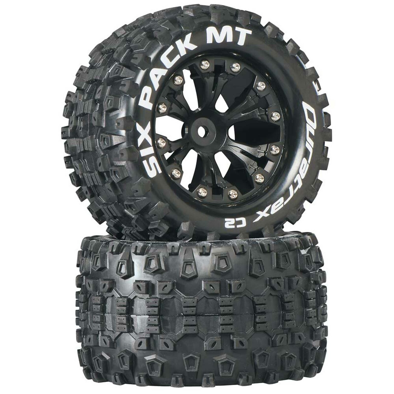 Duratrax Six-Pack MT 2.8" 2 Wheel Drive Mounted Rear C2 Tires Black 2 DTXC3520