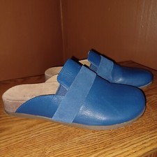 Vionic Ambrosia Comfort Mules Womens Sz 9 Blue Leather Slip On Shoes
