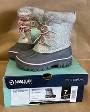 Toddler Girls Magellan Brown Faux Suede White Fur Sherpa Boots Sparkle NEW