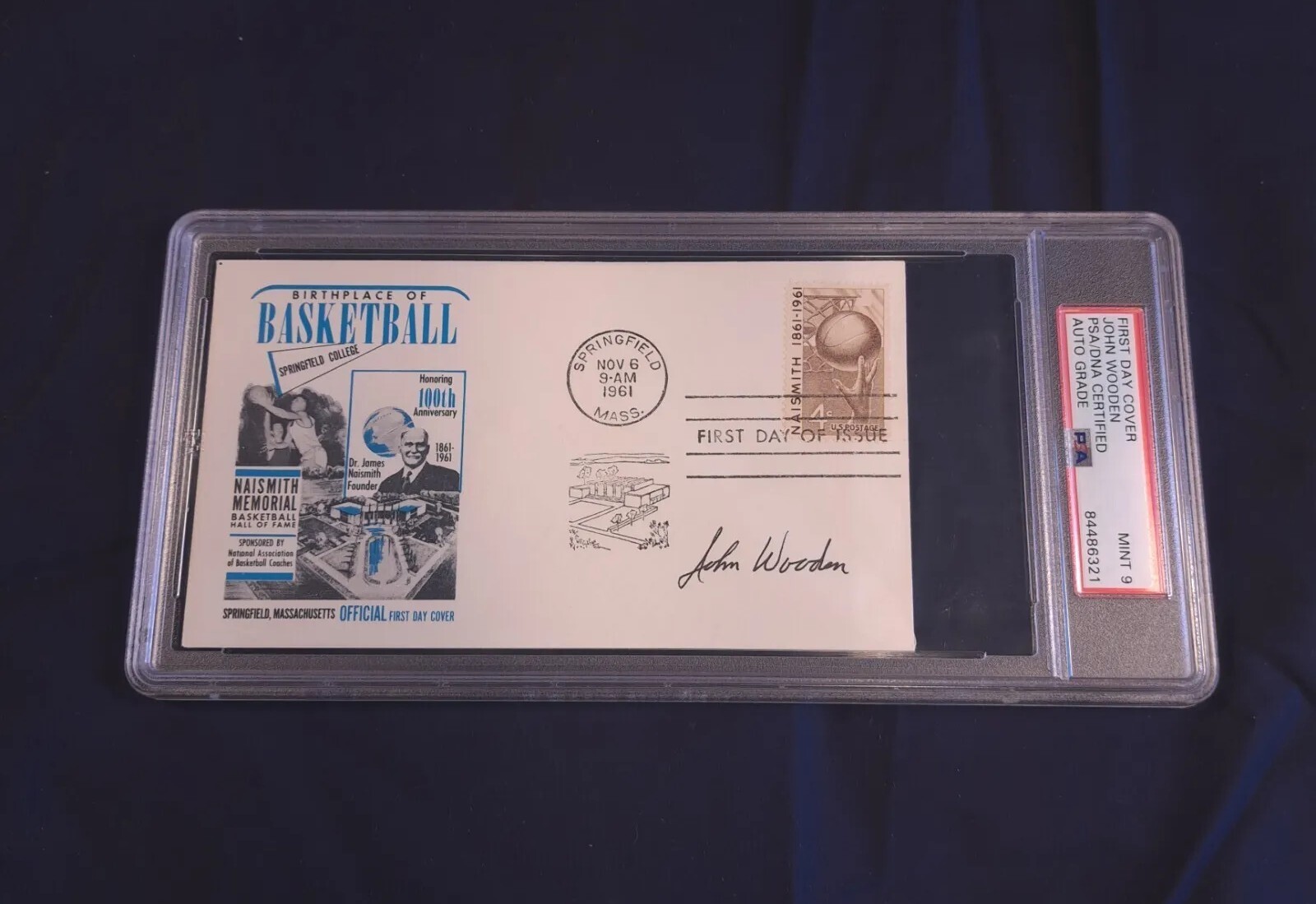 John Wooden Autographed Signed UCLA Bruins 1961 First Day Cover PSA Slabbed UCLA HOF 