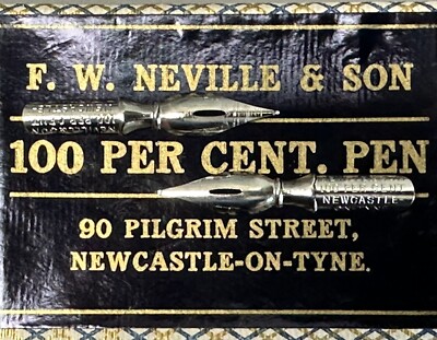 2 Vintage FW Neville & Son 100 Per Cent. Pen Newcastle-On-Tyne Dip Pen Nibs
