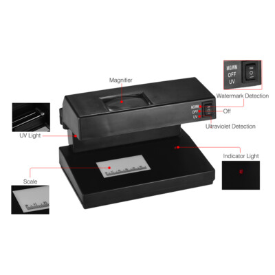 Portable Desktop Counterfeit Bill Detector Cash Currency Banknotes Checker V9B2