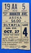 RARE 1968 Detroit Red Wings Ticket ROGER CROZIER GORDIE HOWE 2 G vs Black Hawks