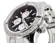 Custom Breitling A1337111 Super Avenger Black Dial S.Steel with Diamonds (4 Ct) 7