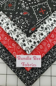 Download Fat Quarter bundle lot of (4) new BLACK & RED BANDANA ...