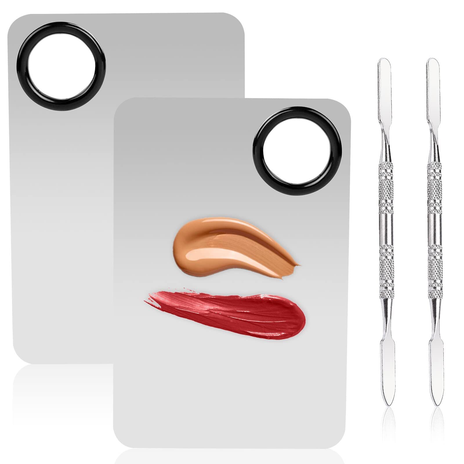 2 Sets Foundation Palette Makeup Mixing Palette Stainless Steel Cosmetic Mixi...