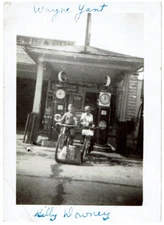Original Vintage Paper Boys Photo LIMA NEWS Ohio Gas Pumps General Store Bikes