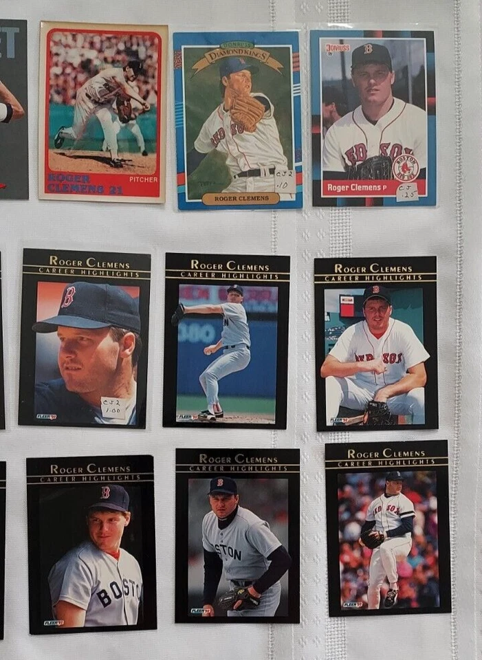 Lote de 16 cartas de Roger Clemens 1987-1999 profesionales destacados, clasificación 1987, inserto de cohete Foto 4 de 4
