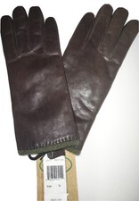Women's Angora  Lambswool Lined Leather Gloves Women's, Brown, S