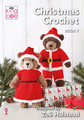 Weihnachten Häkelanleitung Buch 7 King Cole Teddybär festliche Outfits Heft