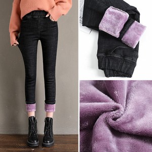 women's fleece lined jeans with elastic waist
