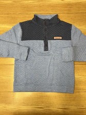 Vineyard Vines Sweatshirt Boys Size M Blue Fleece Button Up Quilted Pullover