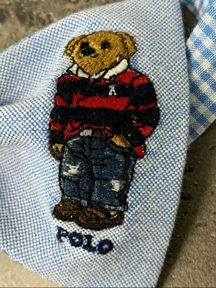 NUEVA Pajarita Para Hombres Preppy College Bear Personalizada Azul Pre Atada Ajustable Regalo Foto 2 de 3