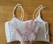 Bustier Top Oberteil XXS XS 32 34 weiß mit Spitze am Rücken ♡ NEU ♡ Tchibo ♡