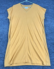 Lou & Grey Dress Womens Size Medium Gold Short Sleeve V Neck Casual Lightweight
