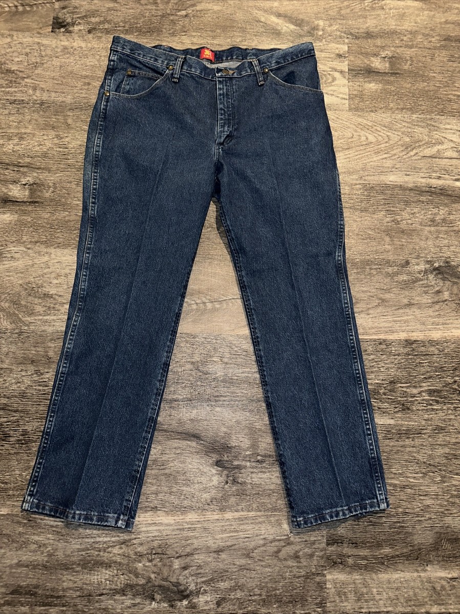 Wrangler Jeans 38x30 936PWD Creased Denim Medium Blue Cowboy