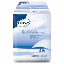 TENA Dry Adult Wipe or Washcloth 10-1/4 X 13 Inch, 50 Wipes/Pack