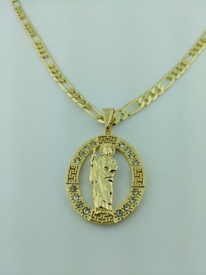 Saint Jude  St Jude Pendant charm With Versace Frame 24'' Figaro  chain
