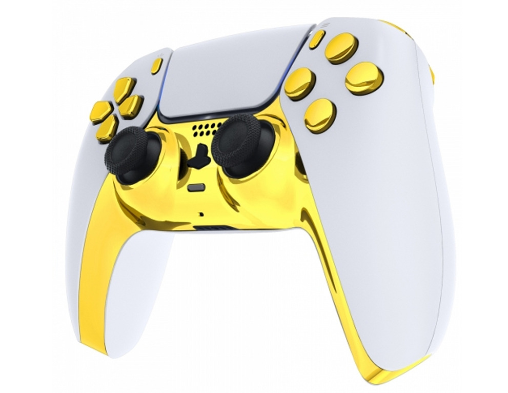 White/golden PS5 PRO Custom UN-MODDED Controller Exclusive 