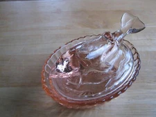 2 Piece Covered Pink Whale Dish Candy Dish, Trinket Dish