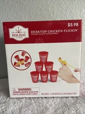 HolidayTime Desktop Chicken Flickin - Party Game w/ 6 Stackable Cups