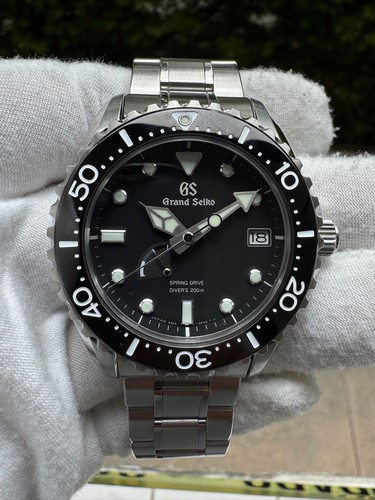 Grand Seiko Diver Spring Drive Watch Men's Black Watch SBGA229 Complete Set - Picture 2 of 13