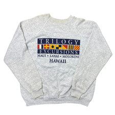 Hanes Grey Sweatshirt 90s Hawaii Big Logo Made In USA Jumper Mens XL