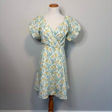 Bloomingdale's NWT Yellow/Green Floral Puff Sleeve Dress