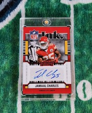 NFL FOOTBALL (5) CARD LOT ALL AUTOS JAMAL CHARLES, CHAD JOHNSON, LUKE MCCAFFREY,