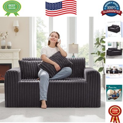 Comfy Faux Fur Loveseat with Pillow Set - Perfect for Living Room or Office