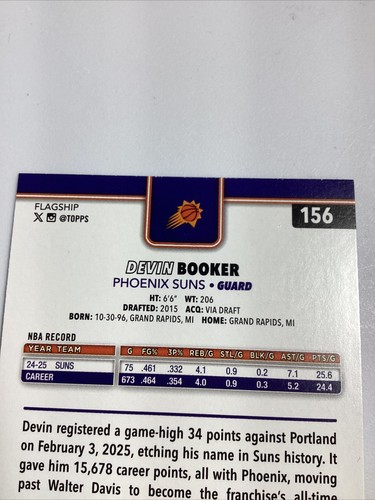 Devin Booker-Phoenix Suns-2025-26 Topps Basketball #156-Silver Diamanté - Picture 16 of 16