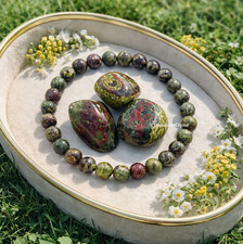 4PCS Bloodstone Tumbled Stone Bracelet Set Protection Healing Crystal Jewelry