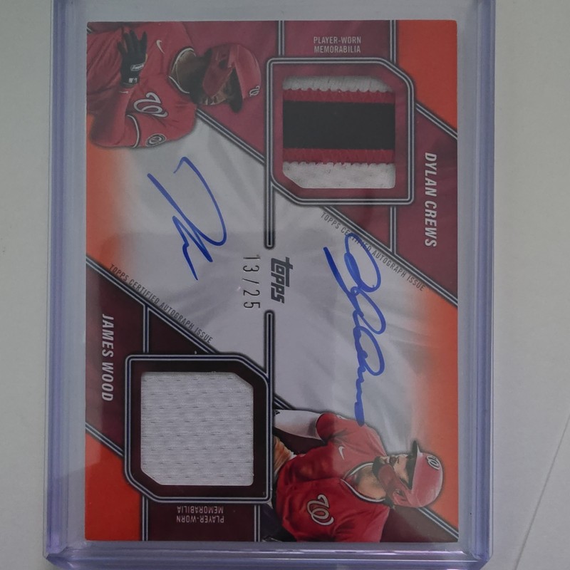 2026 Topps Series 2 Dylan Crews James Wood Dual Relic Patch Auto 13/25 Nationals