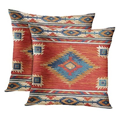  Throw Pillow Covers, Aztec Kilim Home Art Decor, 18 x 18 Inches Set of 2 