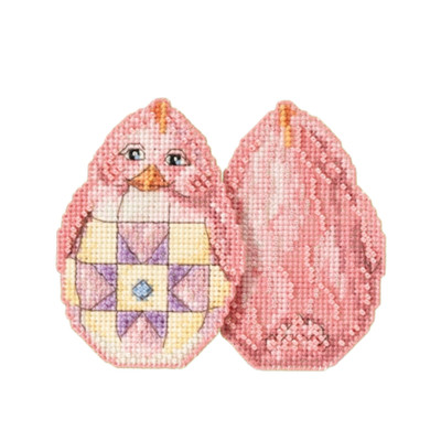 Pink Chick Egg Shaped Beaded Cross Stitch Easter Kit Mill Hill 2018 Jim Shore
