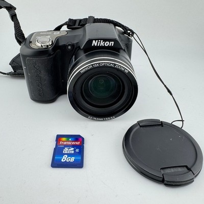 Nikon COOLPIX L100 Digital Camera 15x Optical Zoom VR Black 8GB SD Card WORKS