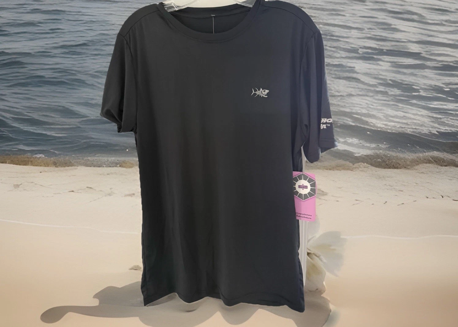 Psycho Tuna Tee Shirt UPF 50+ Protection Black Medium Fishing Sun Swim