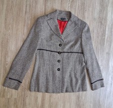 Juliana Collezione Tweed Blazer Womens 6 Gray Black Red Lining Made in USA