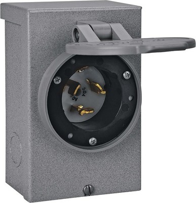 Power Inlet Box 50A NEMA 3R Outdoor Generator Inlet 12500W Heavy Duty PB50 Gray