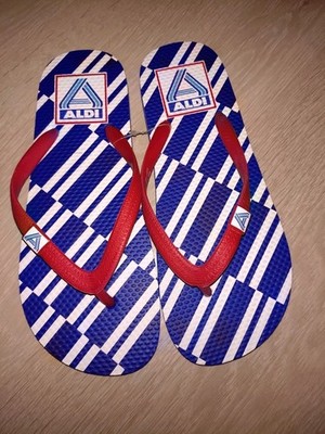 Aldi Nord Flip Flops Zehentrenner Größe 38 Blau Weiß Schuhe Strand Sommer