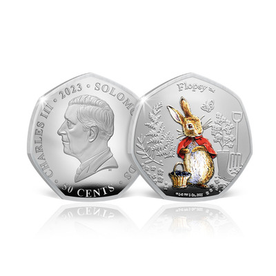 Beatrix Potter Geschichte von Peter Kaninchen Farbe Silbermünze 2023 - Flopsy Hase