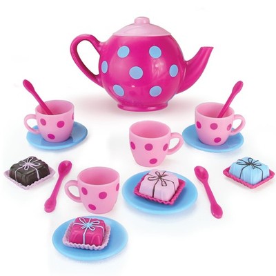 Sophia's Teamson Kids 17 Piece Tea Set with Petit Four Cakes for 18'' Dolls Pink