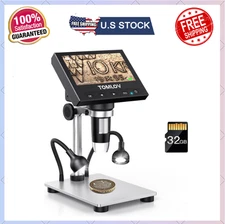 TOMLOV 1000X Error Coin Microscope, 4.3" LCD USB LED Lights, Metal Stand PC View