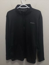 Eddie Bauer Motion Men's Large Black Pullover Long Sleeve 1/2 zip NWT